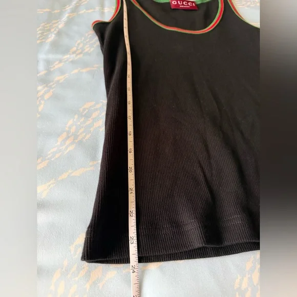 Gucci Black Tank Top with Green and Red Trim - Picture 5 of 5